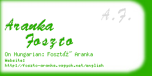 aranka foszto business card